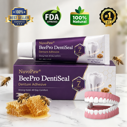 NuvoPaw® FDA Certified (Clinically Proven 96-Hour Lock Hold with Bee Propolis Gum Comfort for Secure, Comfortable & Zinc-Free Denture Fit)