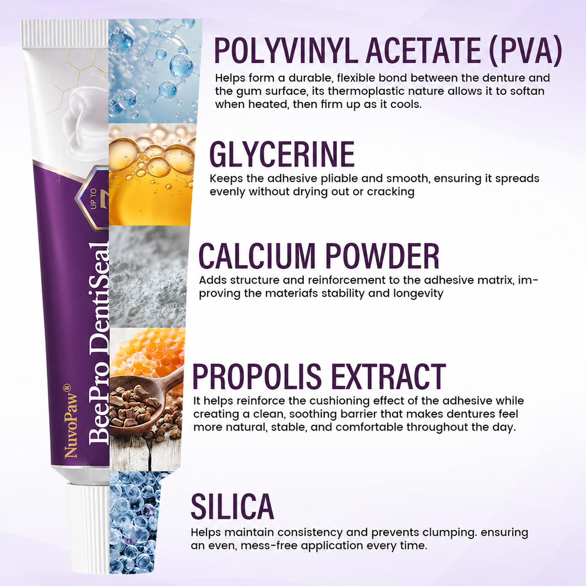 NuvoPaw® FDA Certified (Clinically Proven 96-Hour Lock Hold with Bee Propolis Gum Comfort for Secure, Comfortable & Zinc-Free Denture Fit)