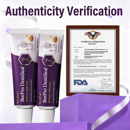 NuvoPaw® FDA Certified (Clinically Proven 96-Hour Lock Hold with Bee Propolis Gum Comfort for Secure, Comfortable & Zinc-Free Denture Fit)