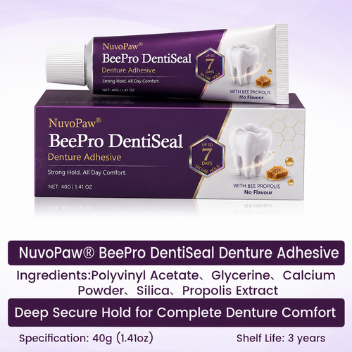 NuvoPaw® FDA Certified (Clinically Proven 96-Hour Lock Hold with Bee Propolis Gum Comfort for Secure, Comfortable & Zinc-Free Denture Fit)